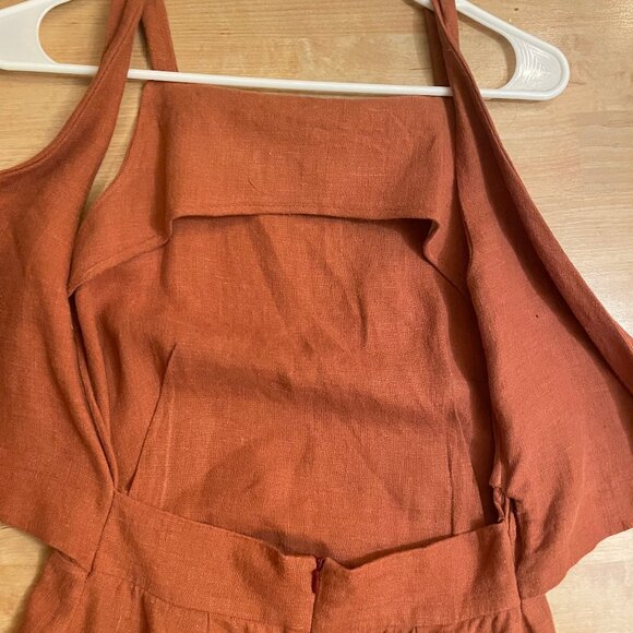 Rust Linen Axis Dress - Picture 6 of 9